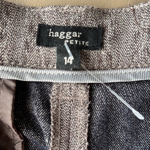 HAGGAR PETITE Brown Straight Leg Pants Size 14P - Picture 2 of 14